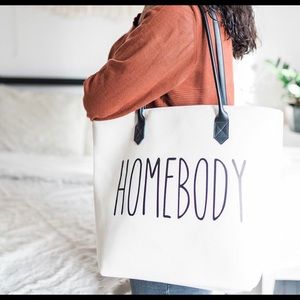 HOMEBODY Canvas Tote Bag with Leather Straps